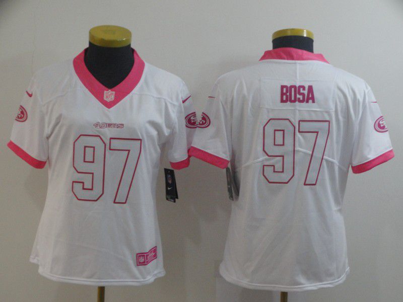 Women San Francisco 49ers #97 Bosa White pink Nike Vapor Untouchable Limited Player NFL Jerseys